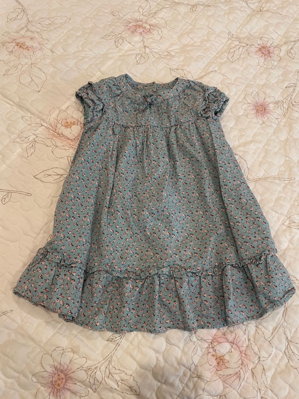 Janie and Jack Blue Floral Ruffle Hem Girls Dress